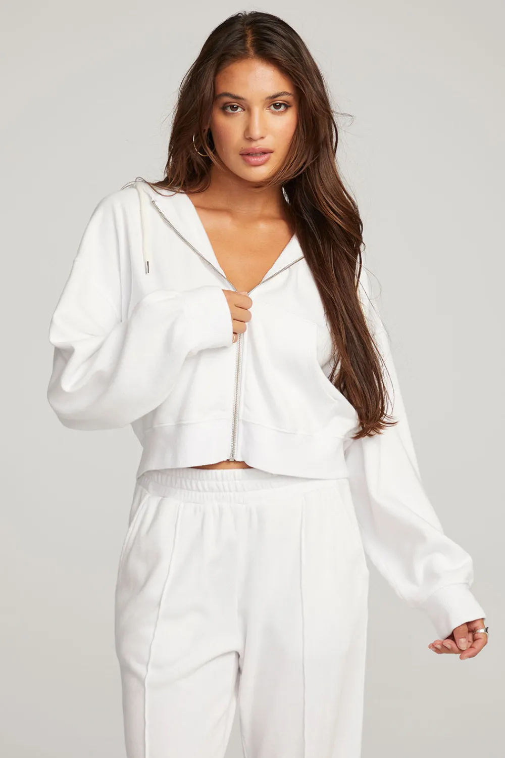 Best Abilene White Zip Up Hoodie Women Outerwear|Loungewear
