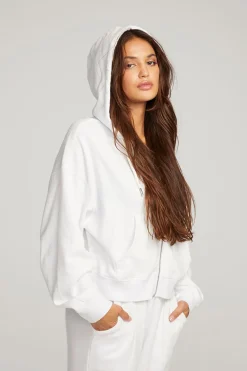 Best Abilene White Zip Up Hoodie Women Outerwear|Loungewear