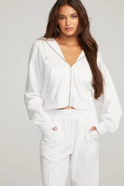 Best Abilene White Zip Up Hoodie Women Outerwear|Loungewear