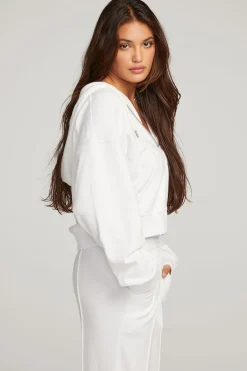 Best Abilene White Zip Up Hoodie Women Outerwear|Loungewear