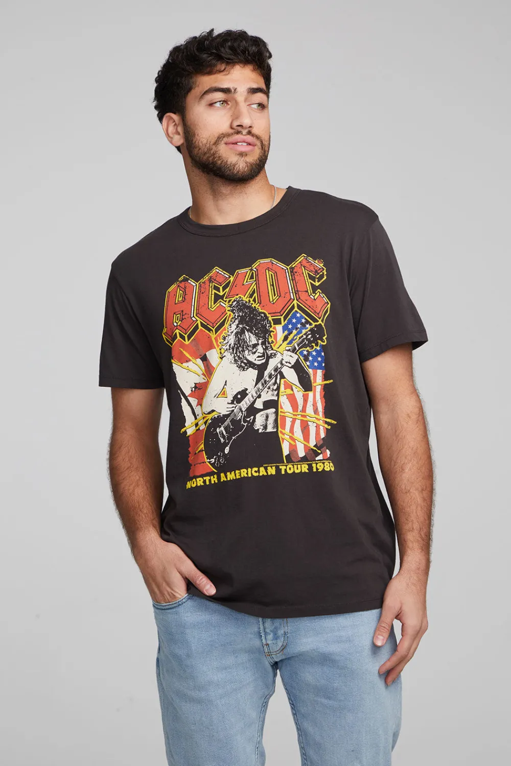 Cheap AC/DC North American Tour Crew Neck Tee Women Tops|Music