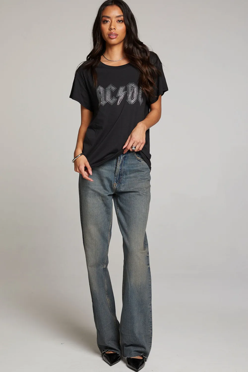 Discount AC/DC Studded Logo Tee Women Loungewear|Music