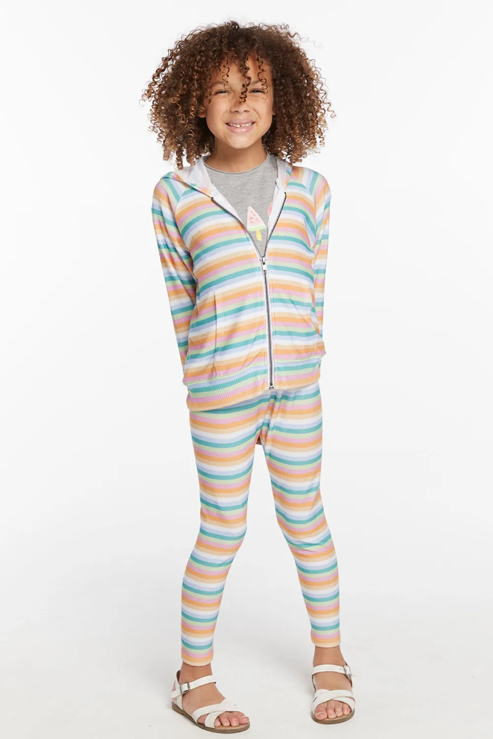 Hot Alana Sunset Stripe Girls Zip Up Hoodie Kids Girls