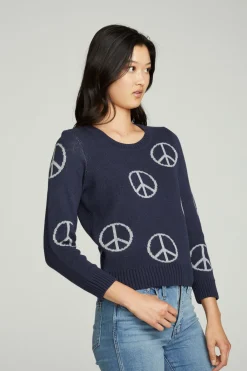 Hot All Over Peace Intarsia Sweater Women Outerwear|Graphics