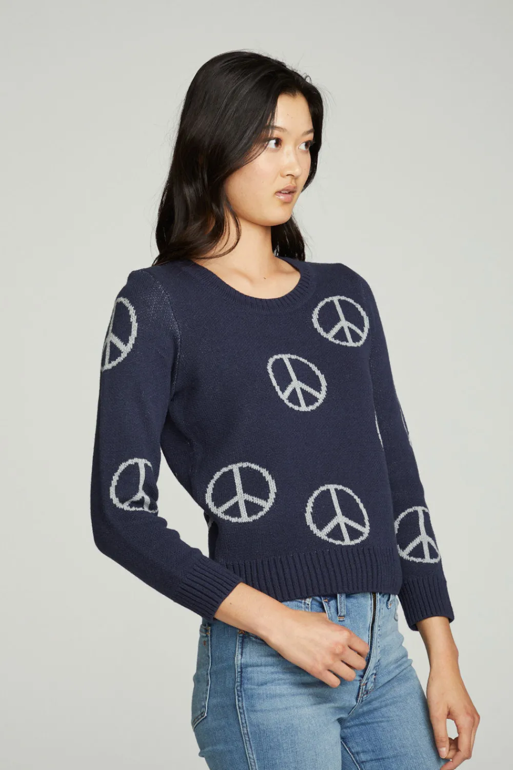 Hot All Over Peace Intarsia Sweater Women Outerwear|Graphics