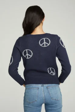 Hot All Over Peace Intarsia Sweater Women Outerwear|Graphics