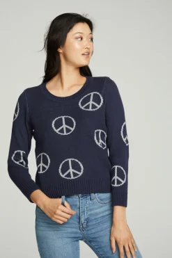 Hot All Over Peace Intarsia Sweater Women Outerwear|Graphics