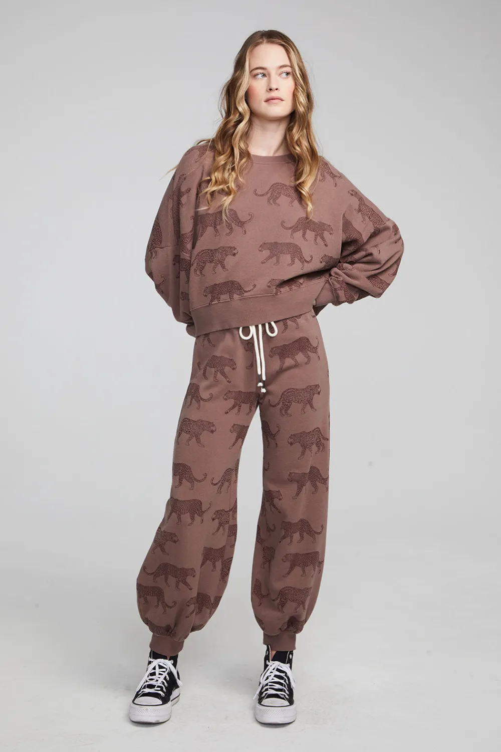 Outlet Allover Leopards Fleece Pullover Women Loungewear|Tops