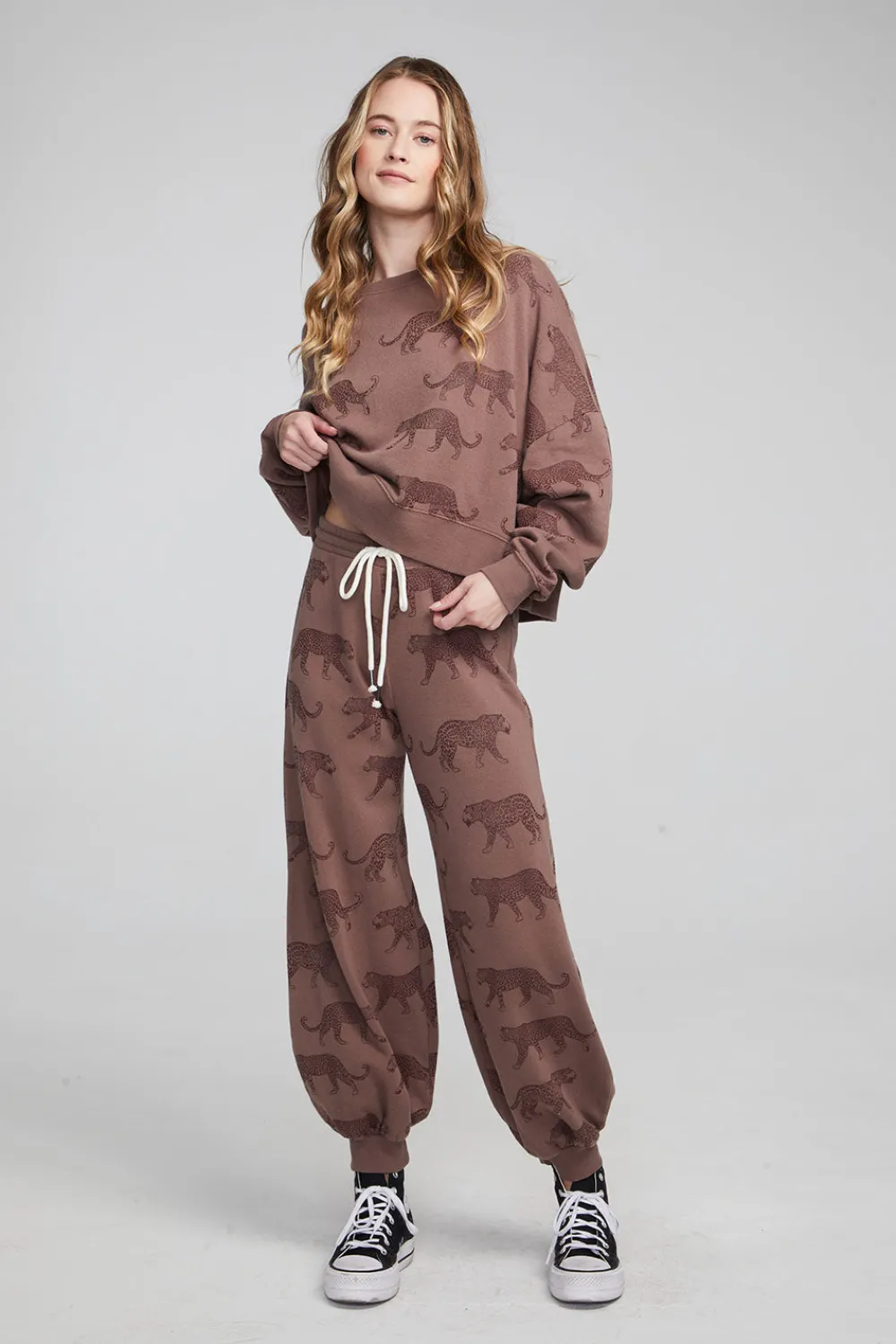 Outlet Allover Leopards Fleece Pullover Women Loungewear|Tops