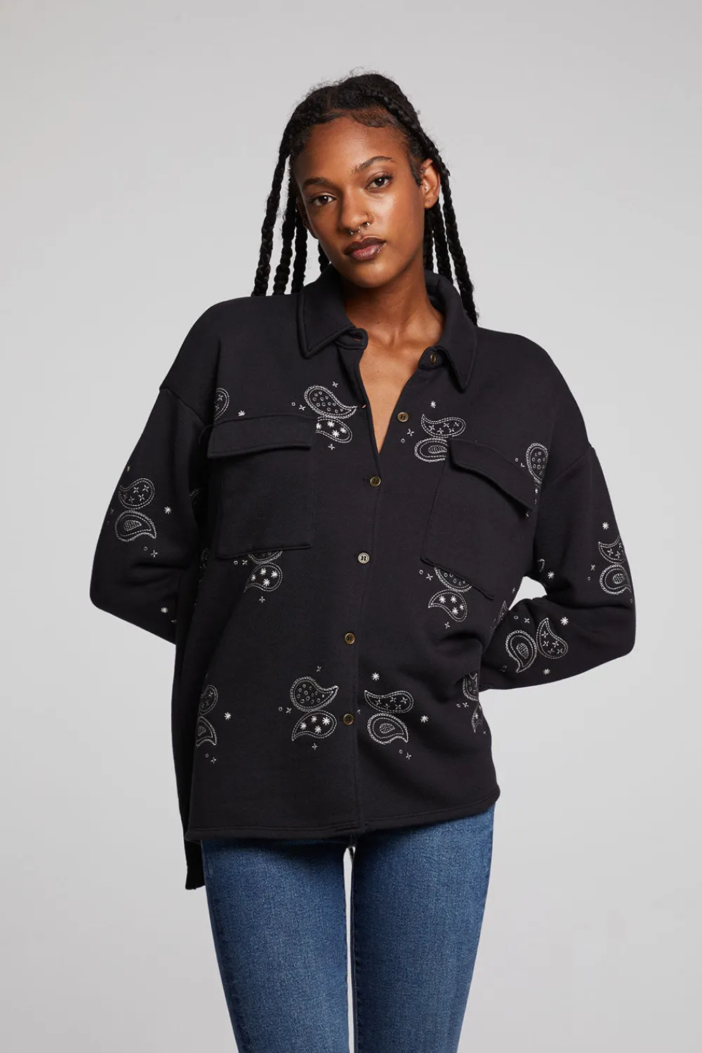 Sale Allover Paisley Button Down Women Loungewear|Graphics