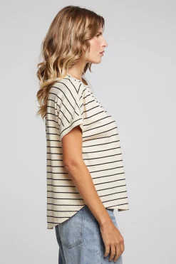 Outlet Amber Black And Sand Stripe Tee Women Loungewear|Tops
