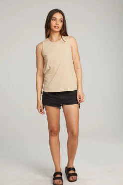 Outlet Basic Cappuccino Slit Tank Women Loungewear|Essentials