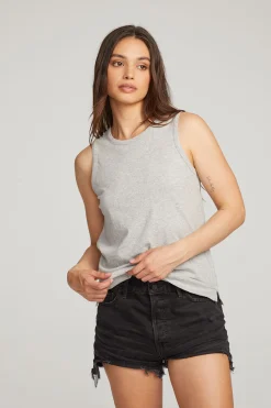 Store Basic Heather Grey Slit Tank Women Loungewear|Essentials
