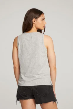 Store Basic Heather Grey Slit Tank Women Loungewear|Essentials