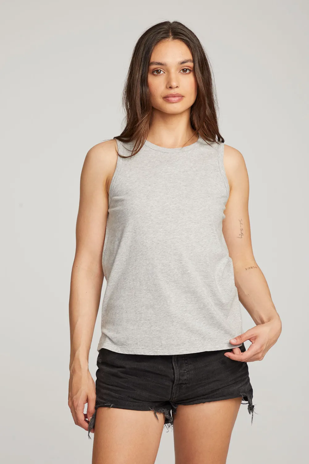 Store Basic Heather Grey Slit Tank Women Loungewear|Essentials