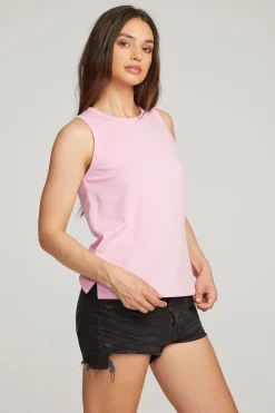 Clearance Basic Pastel Lavender Slit Tank Women Loungewear|Essentials