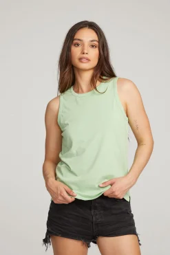 Outlet Basic Quiet Green Slit Tank Women Loungewear|Essentials