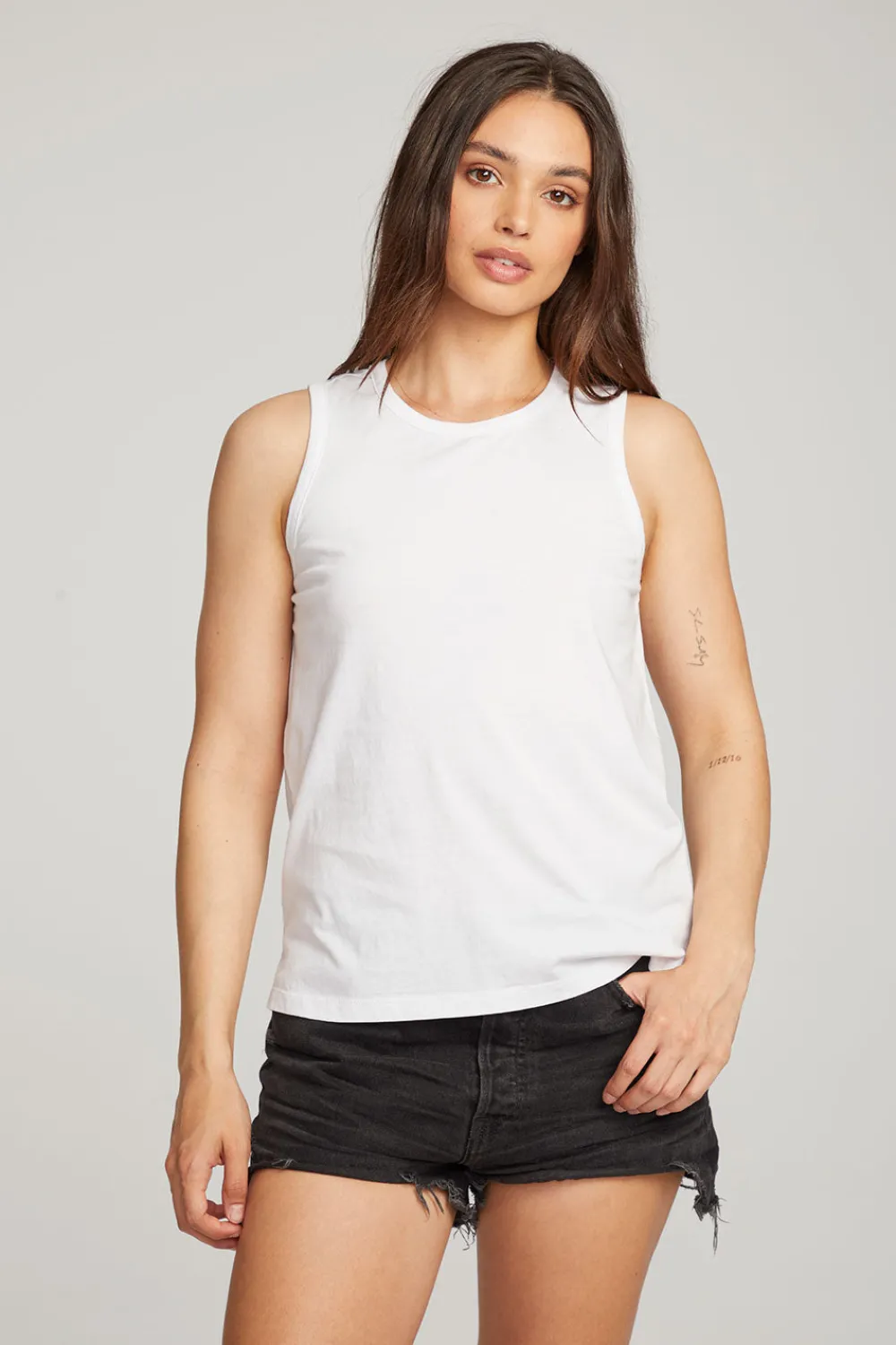 New Basic White Slit Tank Women Loungewear|Essentials
