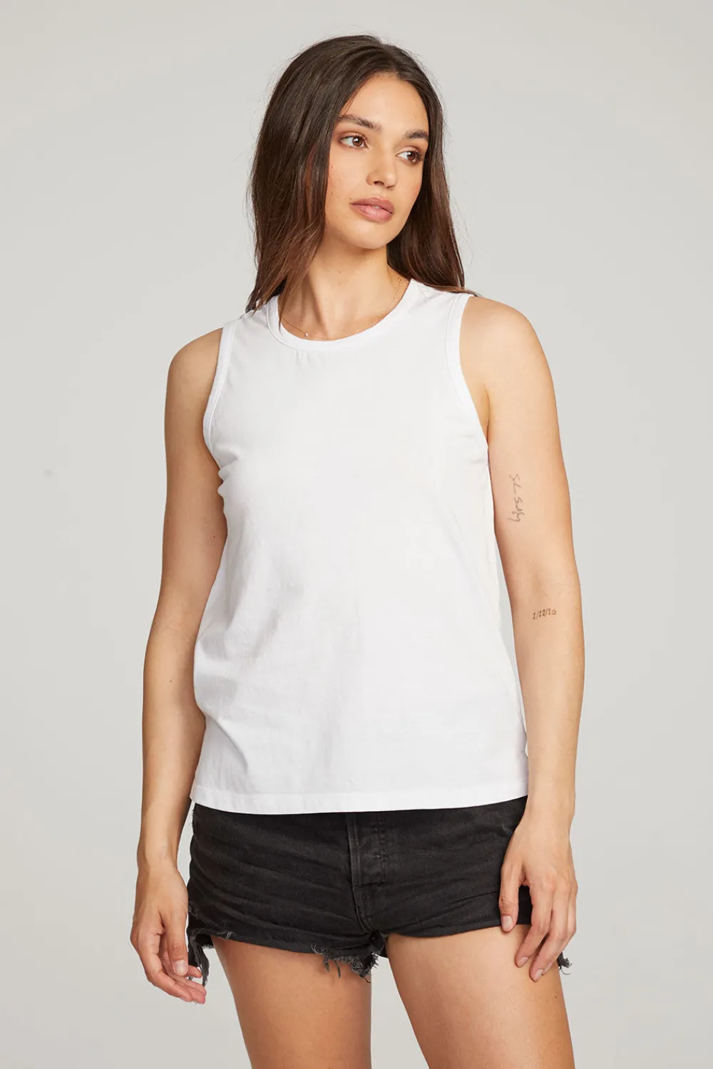 New Basic White Slit Tank Women Loungewear|Essentials