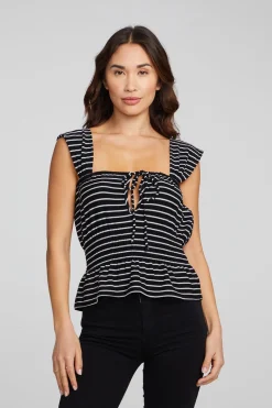 Fashion Bayshore Tank Top - Black And White Stripe Women Loungewear|Tops