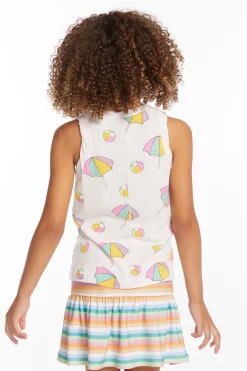 Hot Beach Balls & Umbrellas Girls Tank Top Kids Girls