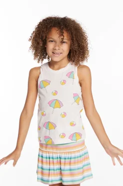 Hot Beach Balls & Umbrellas Girls Tank Top Kids Girls