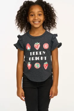 Fashion Berry Bright Ruffle Sleeve Tee Kids Girls