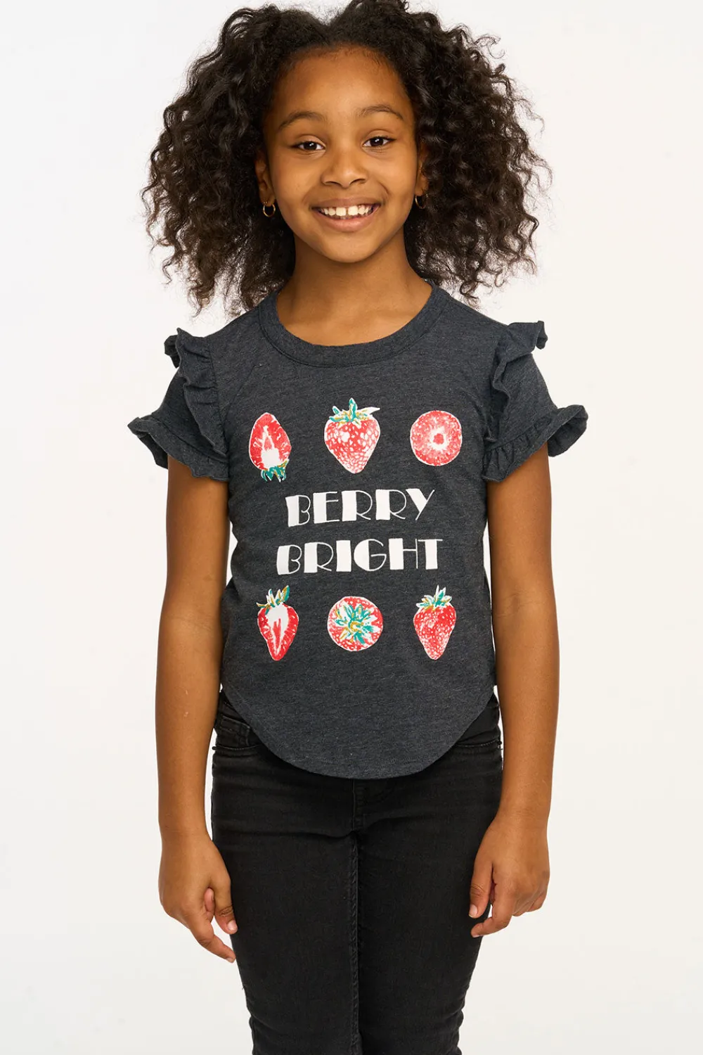 Fashion Berry Bright Ruffle Sleeve Tee Kids Girls