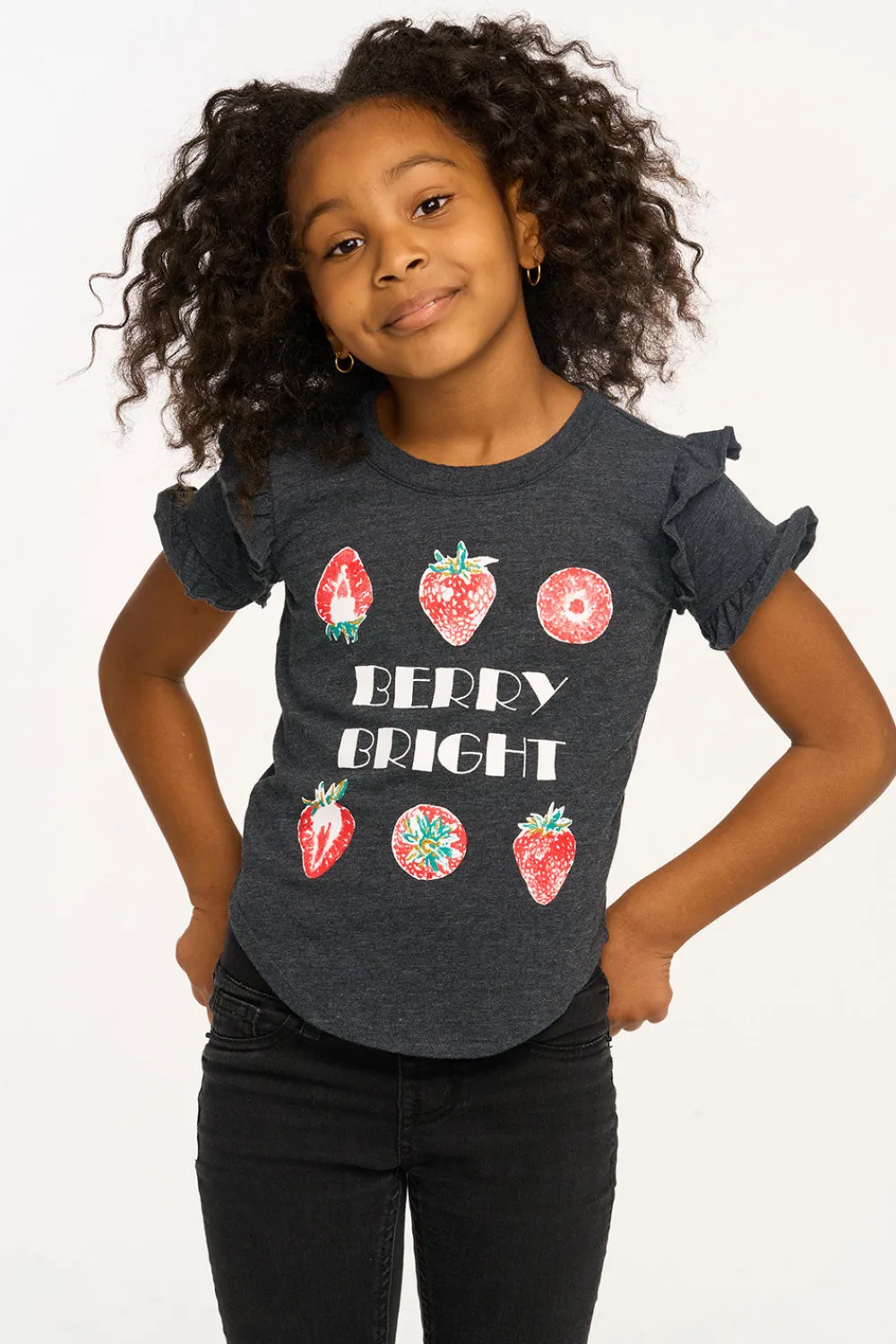 Fashion Berry Bright Ruffle Sleeve Tee Kids Girls