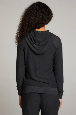 Best Sale Black Long Sleeve Raglan Zip Up Hoodie Women Outerwear|Loungewear