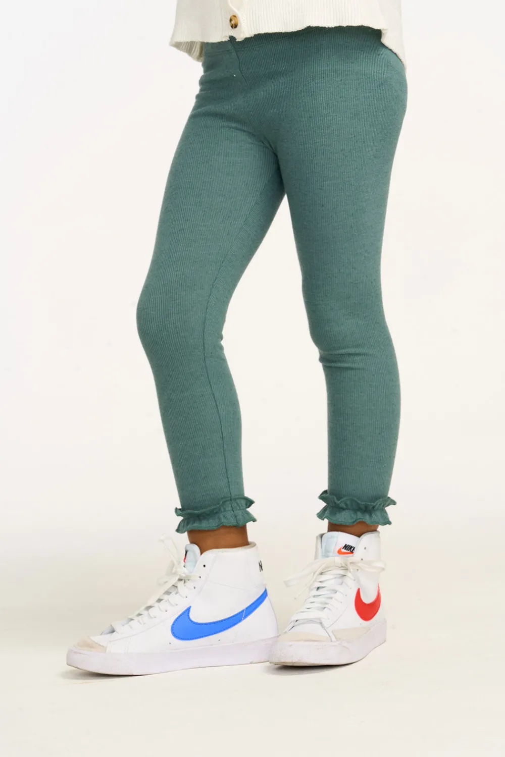 New Bottom Ruffle Dark Forest Green Legging Kids Girls