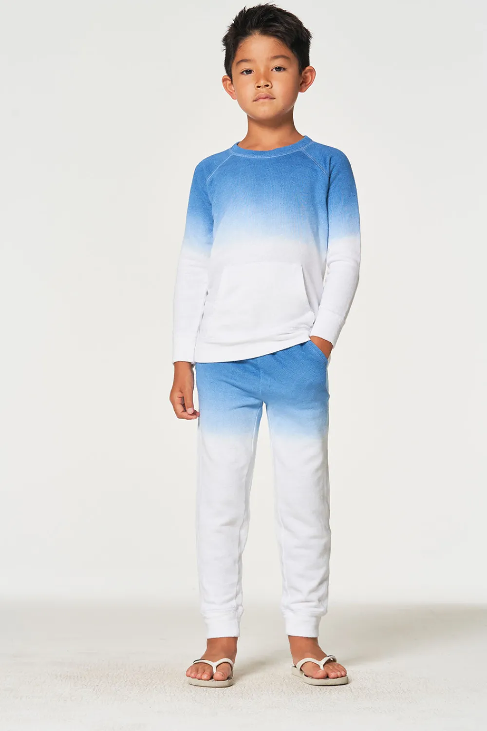 Fashion Boys Linen French Terry Long Sleeve Kanga Pocket Pullover Kids/BOY Boys