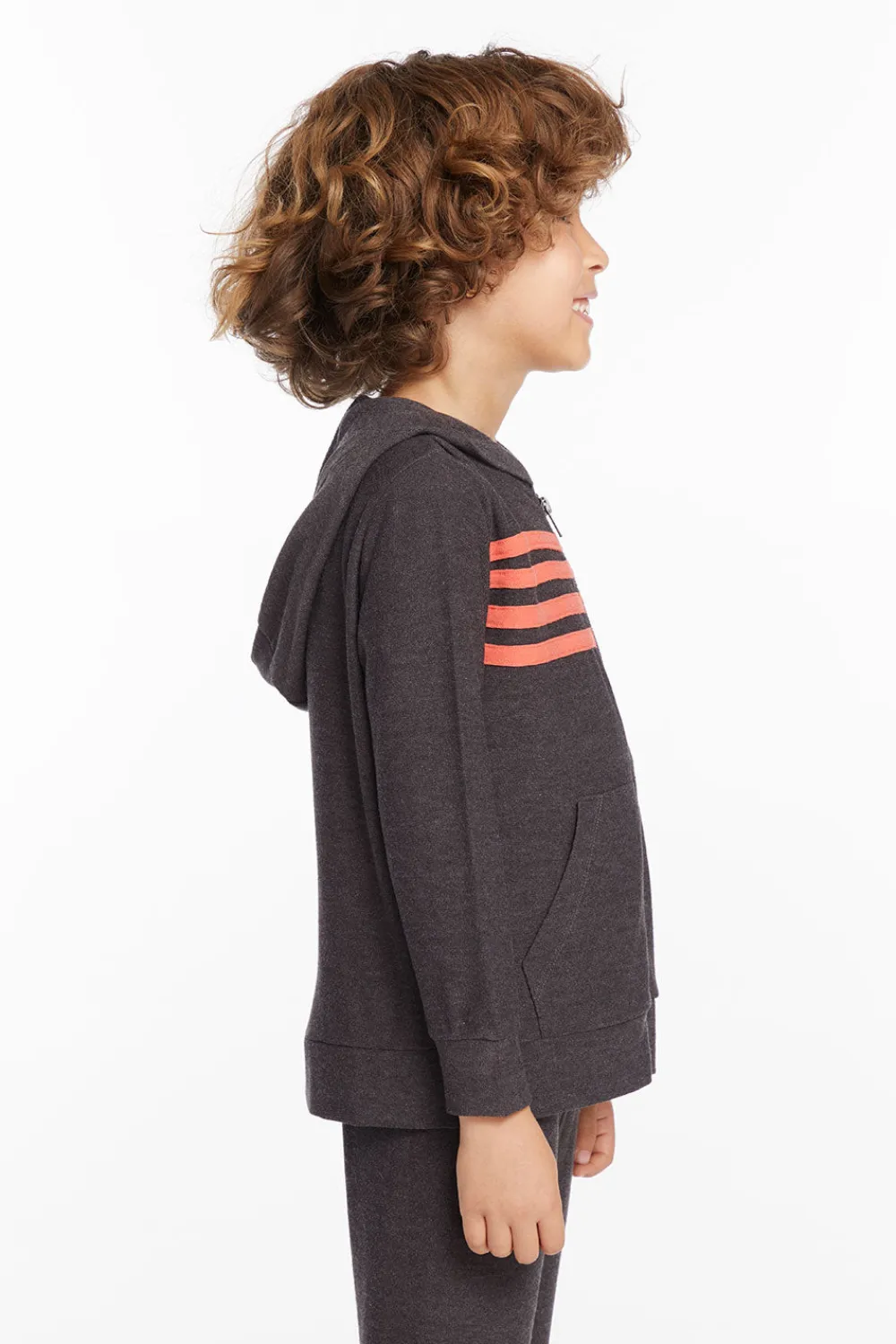 Shop Boys Vintage Black Zip Up Hoodie With Strapping Kids/BOY Boys