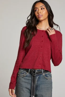 Store Brady Blood Red Button Up Pullover Women Loungewear|Tops