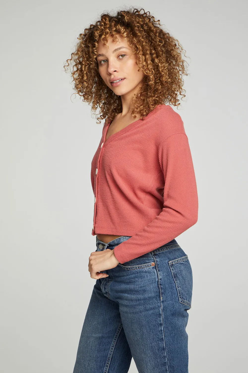 Clearance Button Down Cropped Long Sleeve Cardigan Women Outerwear|Tops