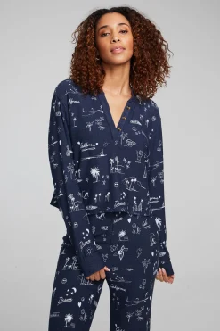 Best Cali All Over Icons Henley Top Women Loungewear|Graphics