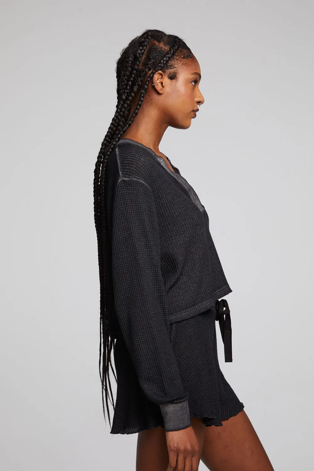Cheap Casey Licorice Henley Women Loungewear|Tops