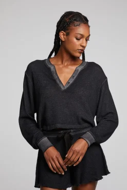 Cheap Casey Licorice Henley Women Loungewear|Tops