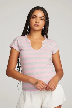 Cheap Chandler Pastel Lavender Stripe Tee Women Loungewear|Tops