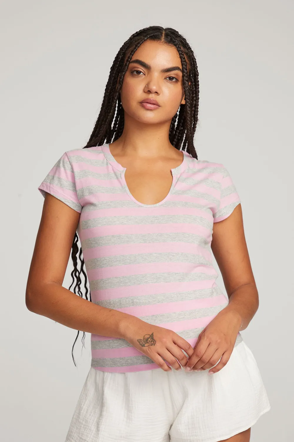 Cheap Chandler Pastel Lavender Stripe Tee Women Loungewear|Tops