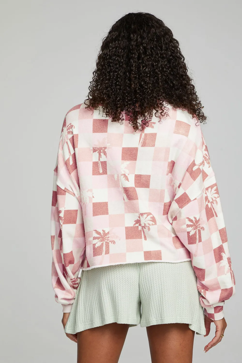 Flash Sale Checkered Palms Print Pullover Women Outerwear|Loungewear