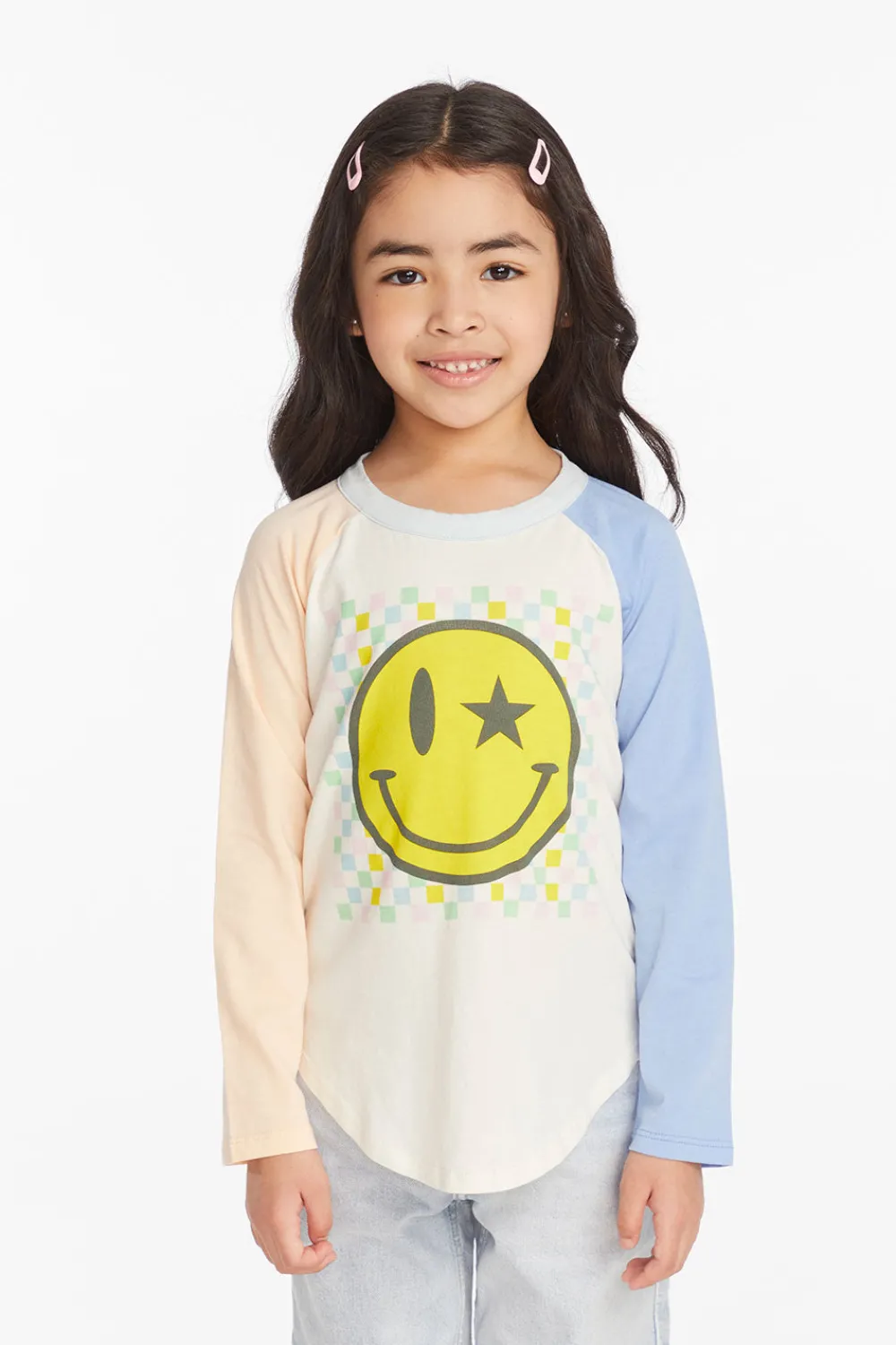 Discount Checkered Smiley Girls Long Sleeve Kids Girls