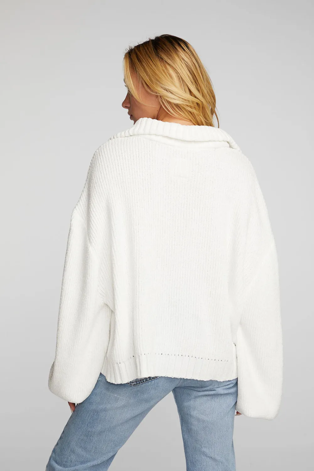 Fashion Chenille Cotton Sweater Knit Half Zip Pullover Women Outerwear|Loungewear