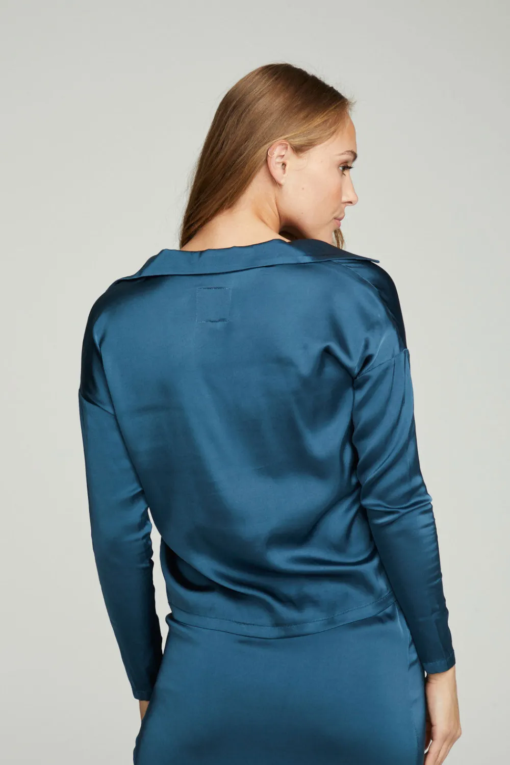 Online Collared Half Placket Dolman Women Tops