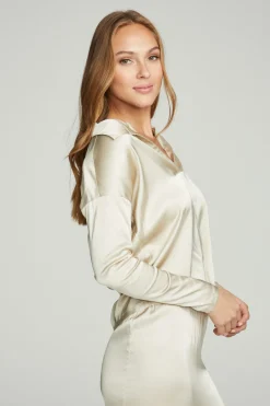 Sale Collared Half Placket Dolman Women Tops