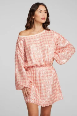 Clearance Cooper Long Sleeve Mini Dress Embellished Check Women Loungewear|Dresses