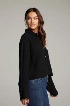 Discount Coral True Black Button Up Top Women Loungewear|Tops