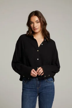 Discount Coral True Black Button Up Top Women Loungewear|Tops