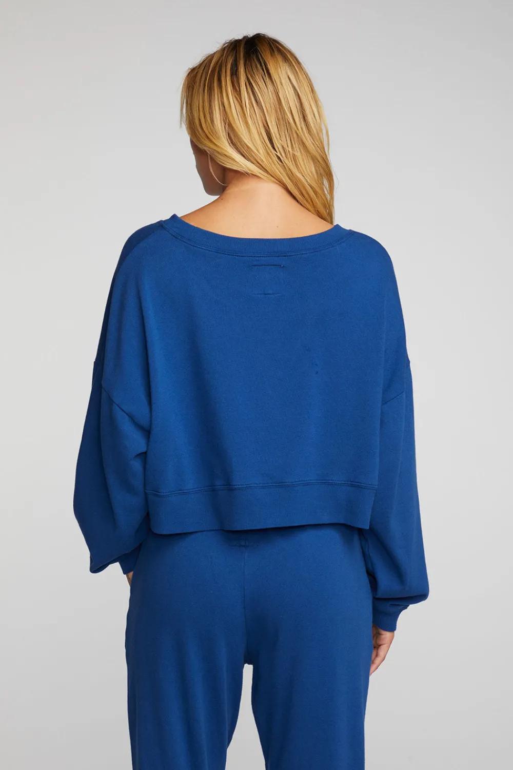 Discount Cotton Fleece Crewneck Pullover With Rib Women Tops