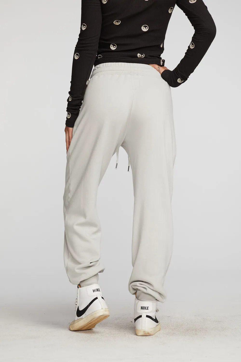 Cheap Cotton Fleece Joggers With Rib And Shoestring Tie Women Bottoms